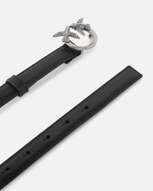 Pinko White Love Birds Thin Leather Belt 2Cm