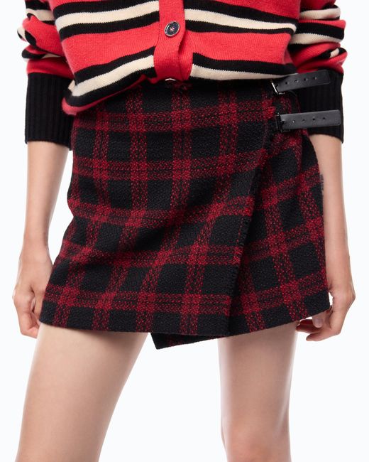 Pinko White Wrap Mini Skirt With Check Pattern