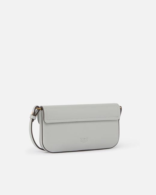Pinko Gray Saddle Flat Medium Shoulder Bag