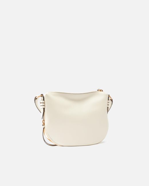 Pinko Natural Small Leather Hobo Shoulder Bag With Zip