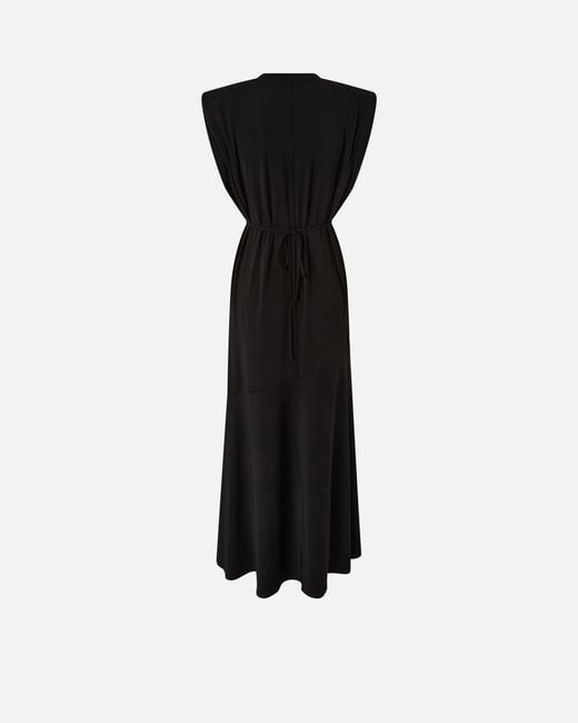 Pinko Black Sleeveless Long Dress With Chain