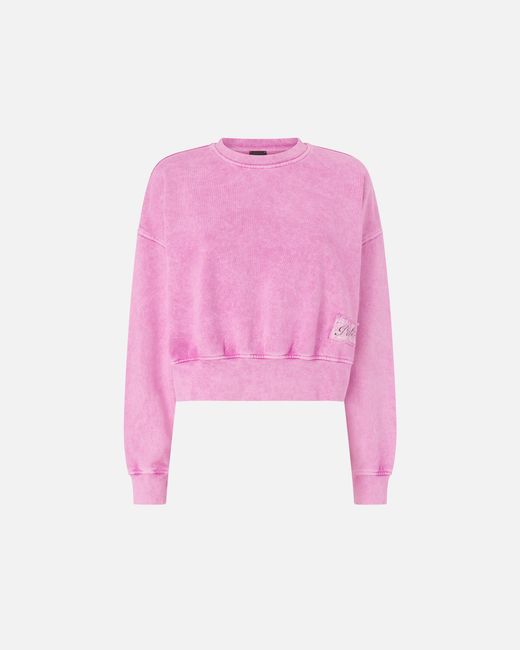 Pinko Pink Cropped Sweatshirt With Branded Label