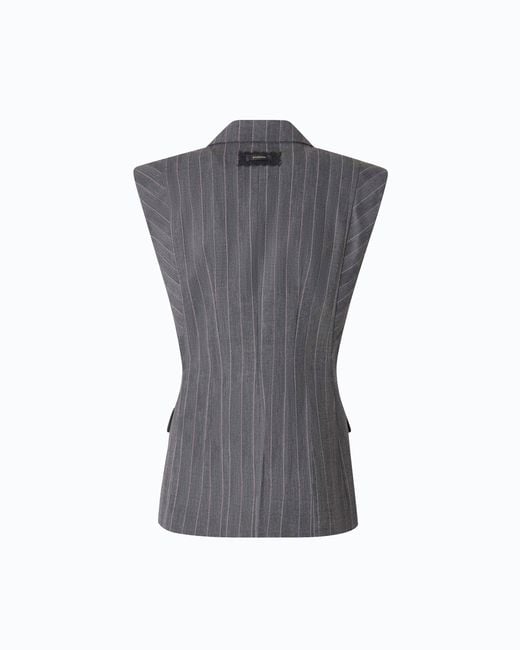 Pinko Gray Pinstriped Wool-Blend Vest