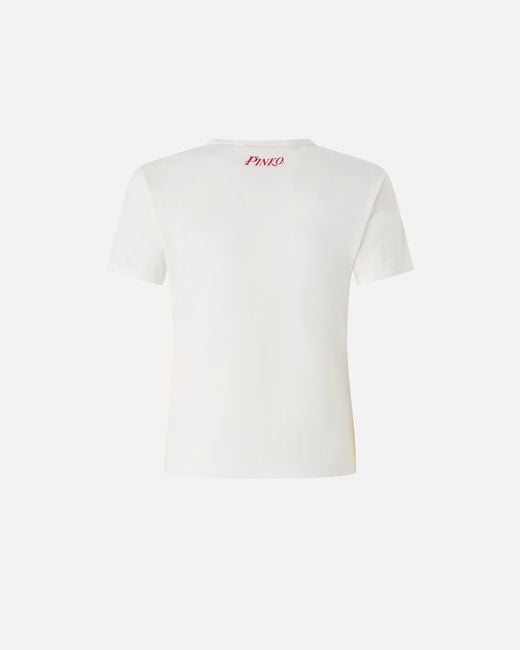 Pinko White T-Shirt With Heart And Tini Print