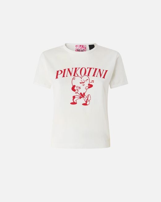 Pinko White T-Shirt With Heart And Tini Print
