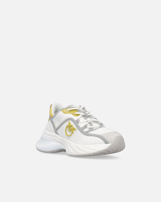 Pinko White Ariel Perforated Sneakers With Bird Logo