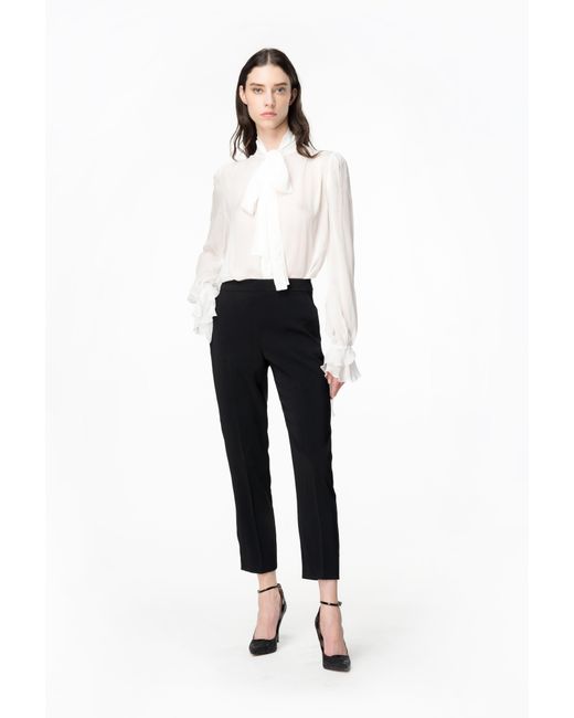 Pinko Blue Slim-fit Trousers In Stretch Crepe
