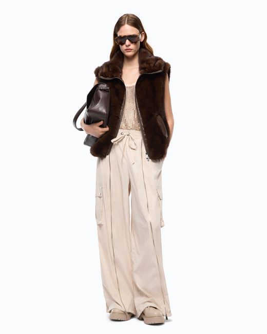Pinko White Palazzo Trousers With Zip And Cargo Pockets