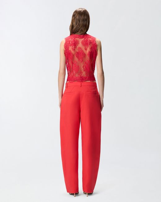 Pinko Red Floral Valenciennes Lace Vest