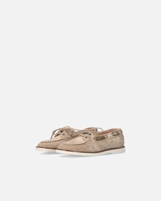 Pinko White Suede Moccasins With Jewel Details