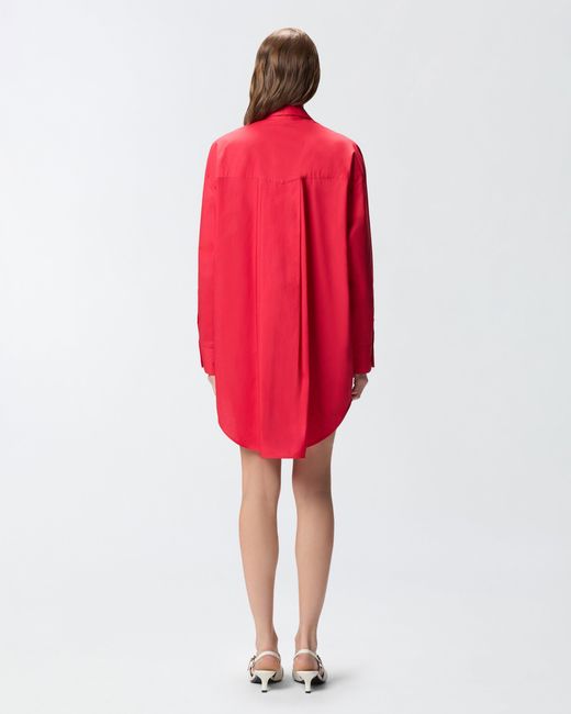 Pinko Red Mini Shirt Dress With Fringing