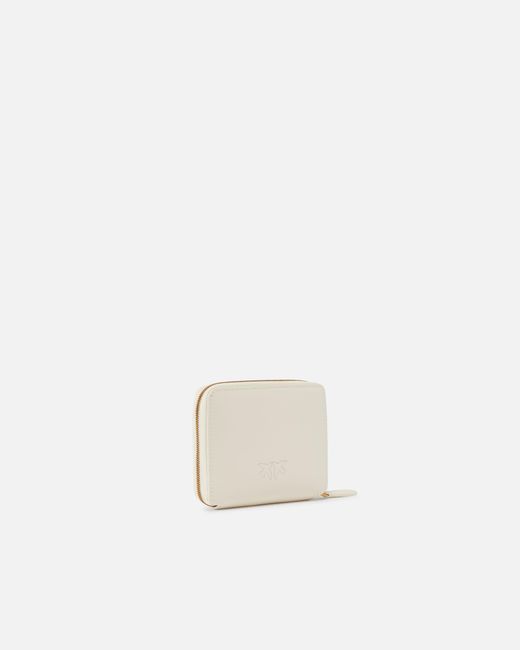 Pinko White Square Leather Zip-Around Purse