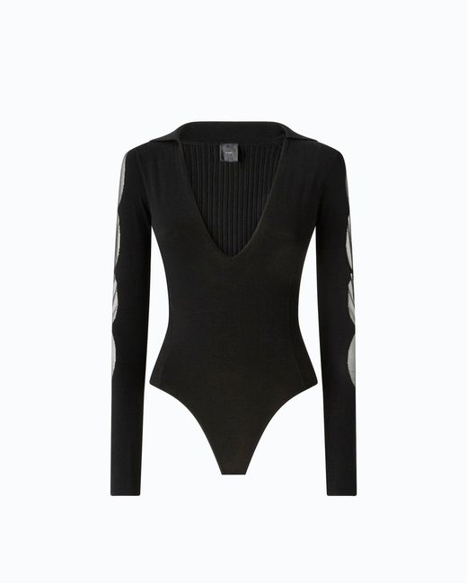 Pinko Black Bodysuit With Sheer Details