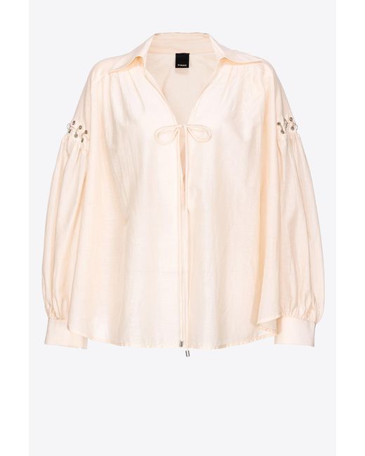 Pinko Natural Voile Blouse With Piercing Detail