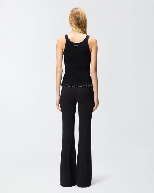 Pinko Black Ribbed Vest Top With Logo