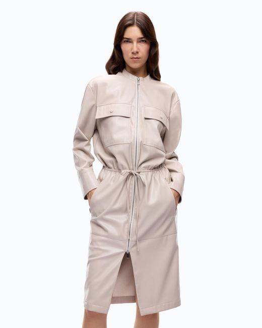 Pinko Pink Leather-Effect Midi Dress With Zip