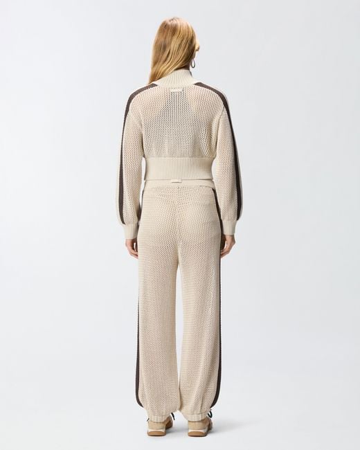 Pinko Natural Cropped Sweatshirt With Bands And Openwork