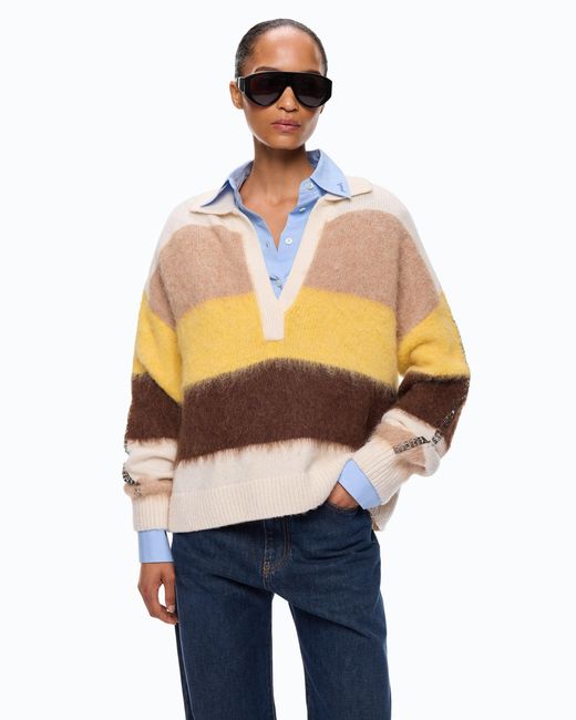 Pinko Natural Striped Alpaca-Blend Sweater