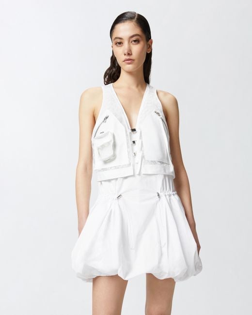 ワンピース Pinko BENNY MINI DRESS WITH BALLOON SKIRT AND WAISTCOAT Pinko Mini Dress With Balloon Skirt And Vest in White | Lyst