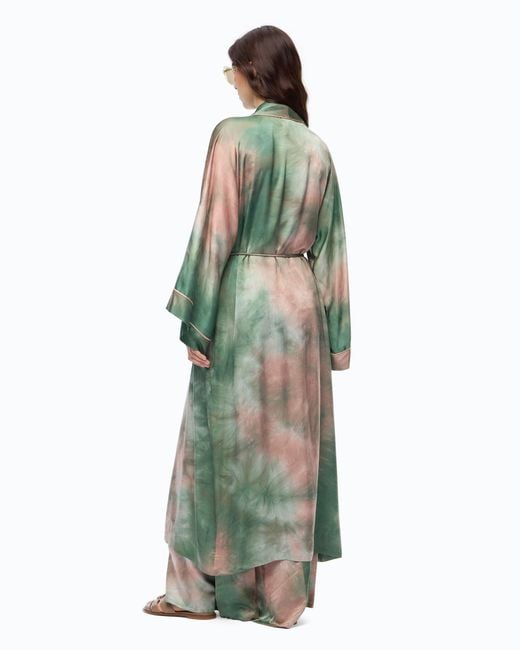 Pinko Green Long Gradient Satin Kimono