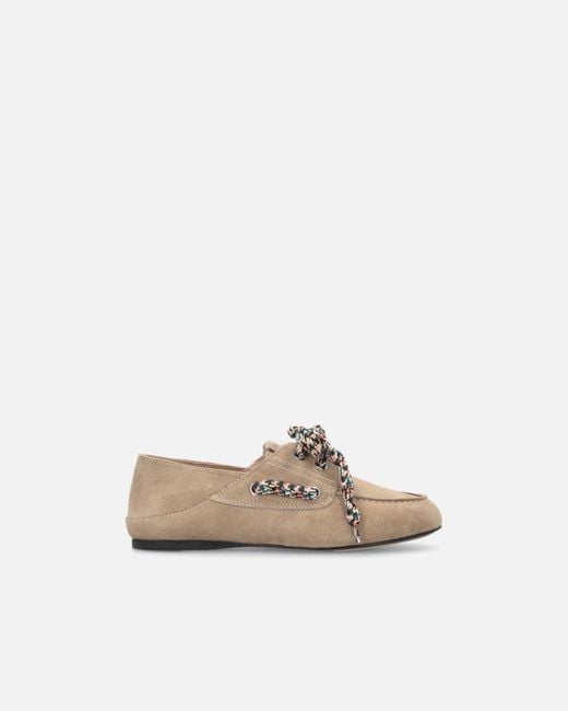 Pinko White Suede Moccasins With Multicoloured Laces