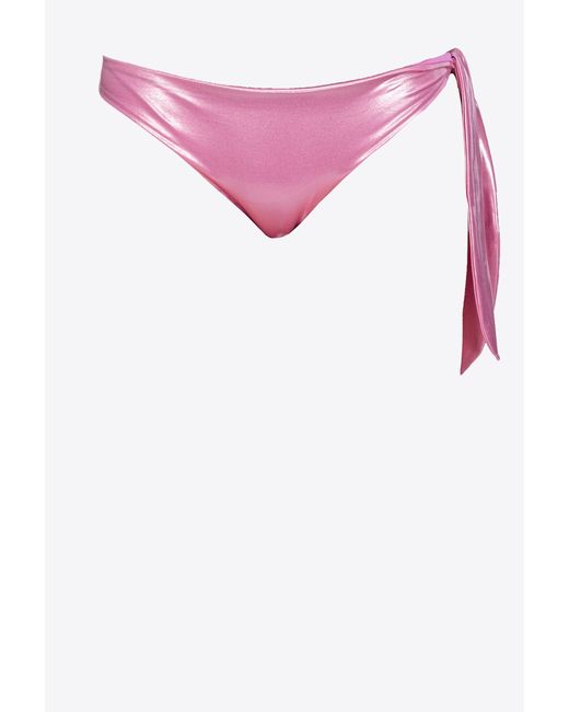 Pinko Pink Wet-effect Laminated Bikini Briefs