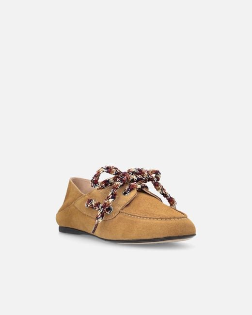 Pinko White Suede Moccasins With Multicoloured Laces