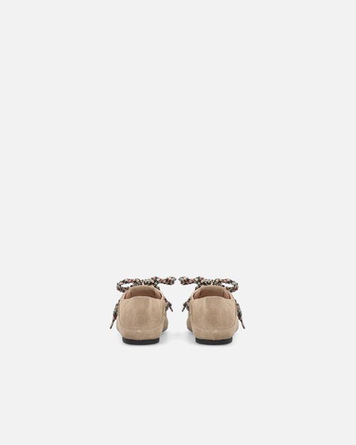 Pinko White Suede Moccasins With Multicoloured Laces