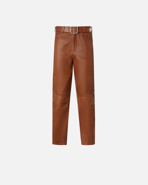 Pinko Brown Leather Trousers With Belt