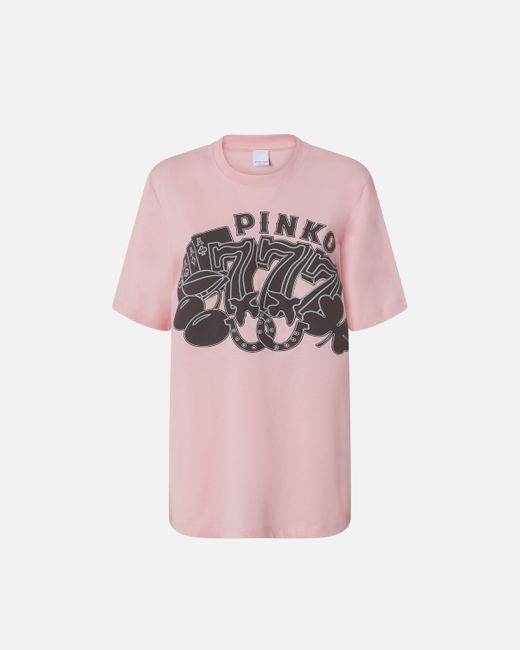 Pinko Pink Oversized T-shirt With Casino Print