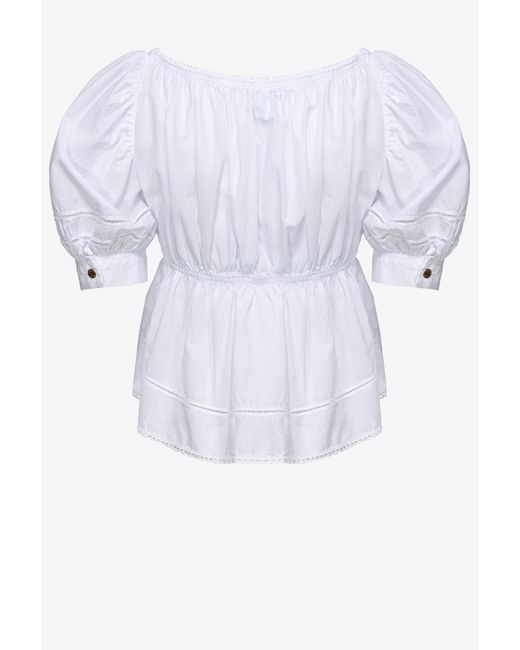Pinko White Muslin Top With Embroidery