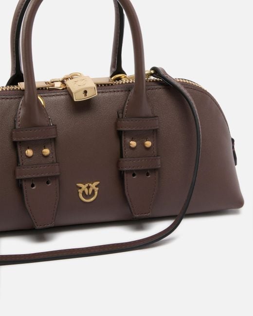 Pinko Brown Small Leather Escape Bag Baguette