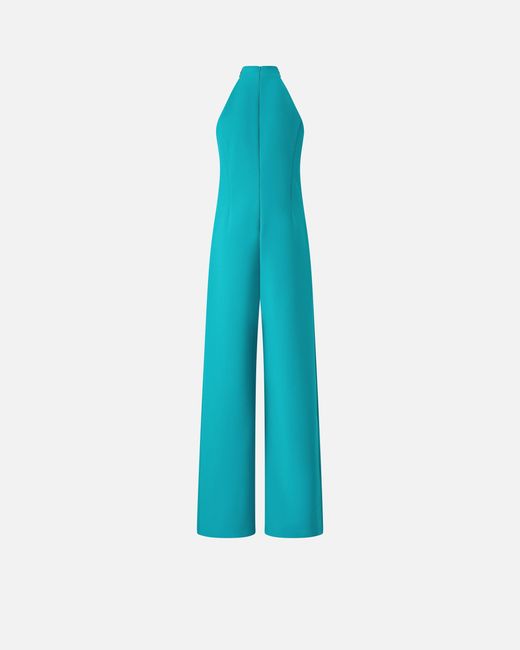 Pinko Blue Long Playsuit With Halterneck And Jewel Decoration