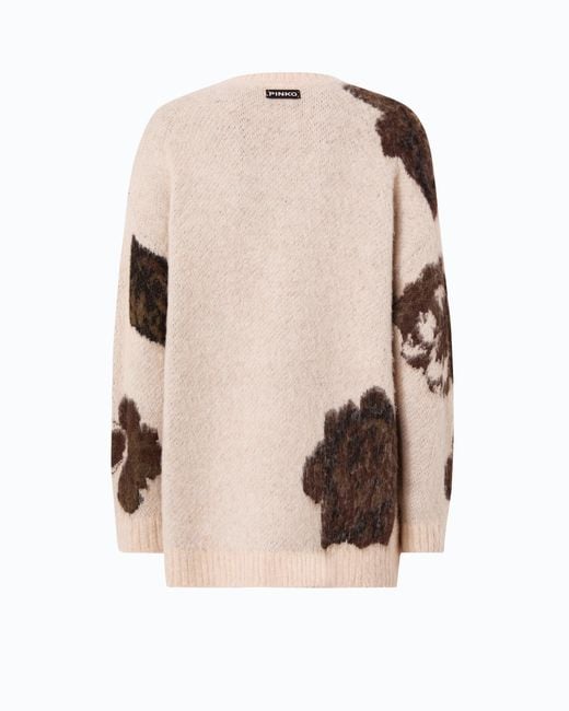 Pinko Natural Wool- And Alpaca-Blend Sweater With Floral Motif
