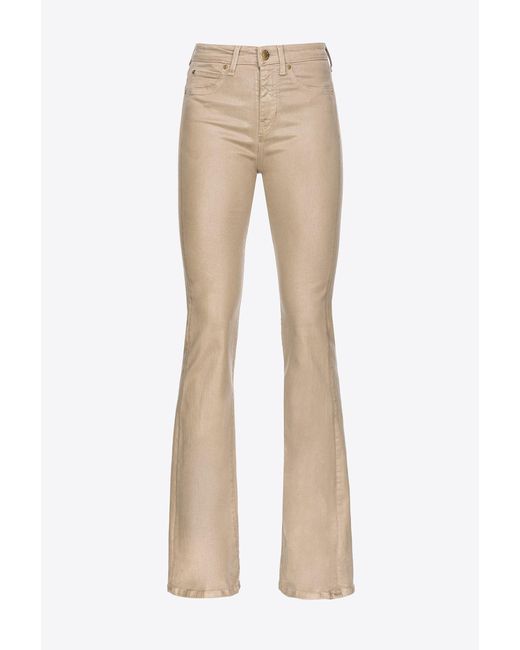 Pinko Natural Flared Leather-look Drill Jeans
