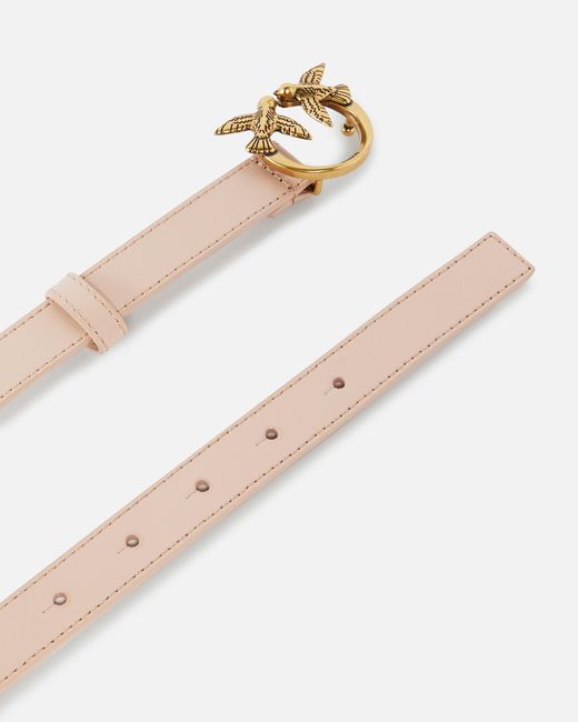 Pinko White Love Birds Thin Leather Belt 2Cm
