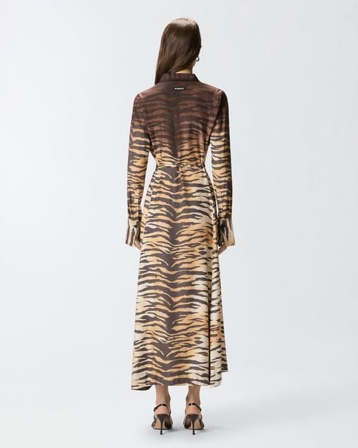 Pinko Natural Long Shirt Dress With Animal Print