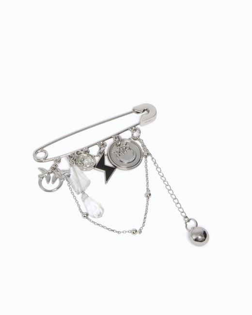 Pinko White Jewel Brooch With Chains And Charms