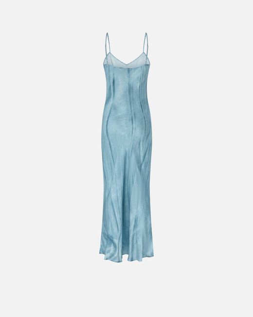 Pinko Blue Fluid Slip Dress With Placed Jewel Print