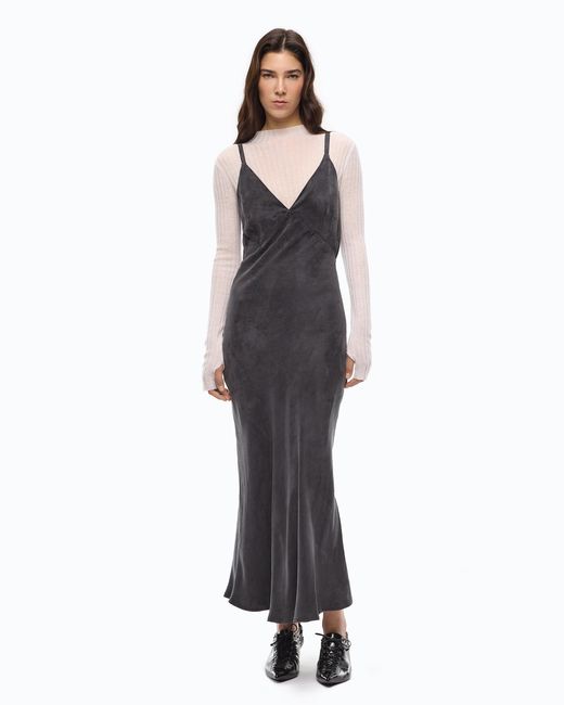 Pinko Blue Midi Slip Dress With Removable Love Birds Logo