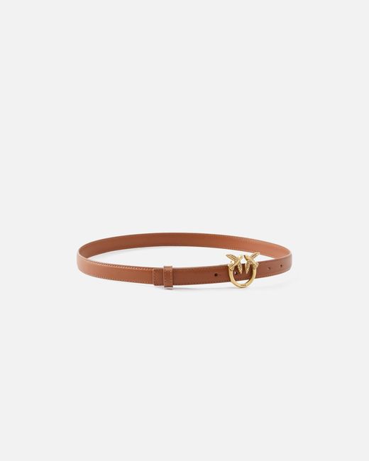 Pinko White Love Birds Thin Leather Belt 2Cm