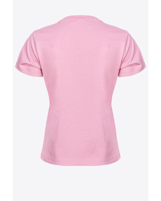 Pinko Pink T-shirt With Mini Embroidered Love Birds Logo