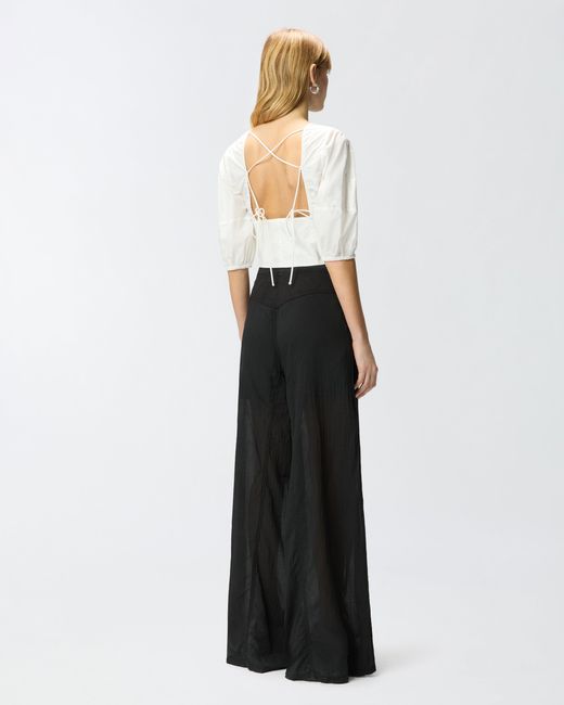 Pinko White Cropped Backless Blouse