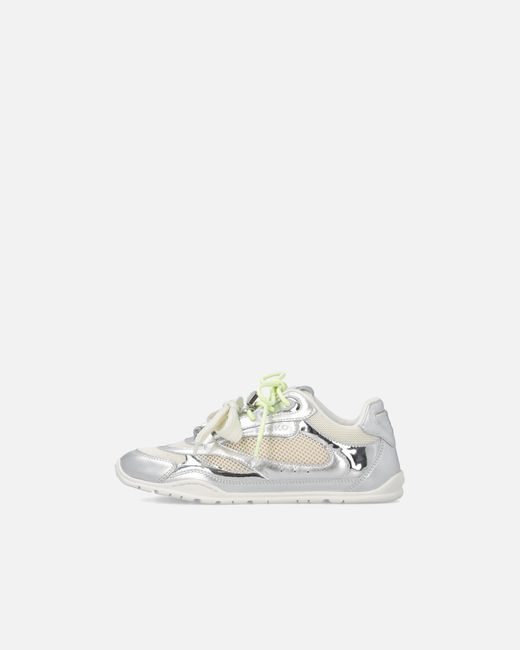Pinko White Laminated Sneakers With Double Laces And Jewel Details