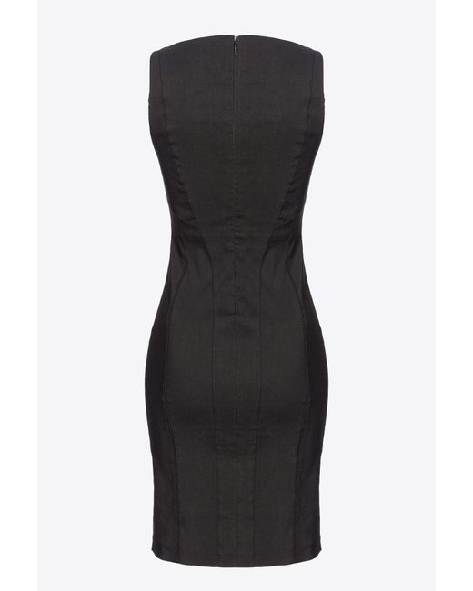Pinko Black Slim-fitting Linen Dress