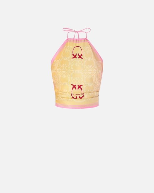 Pinko White Cover-Up Top With Love Birds Logo