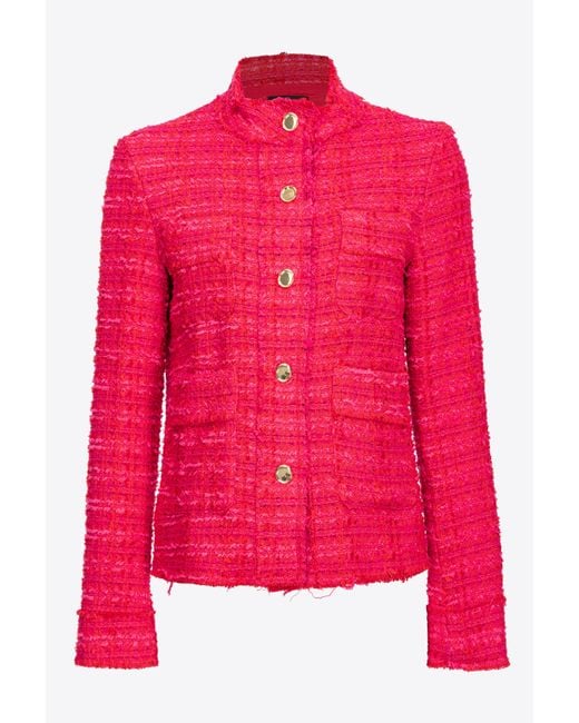 Pinko Pink Patterned Tweed Jacket