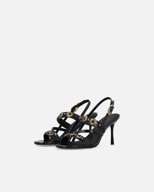 Pinko White High Slingback Sandals With Straps And Studs