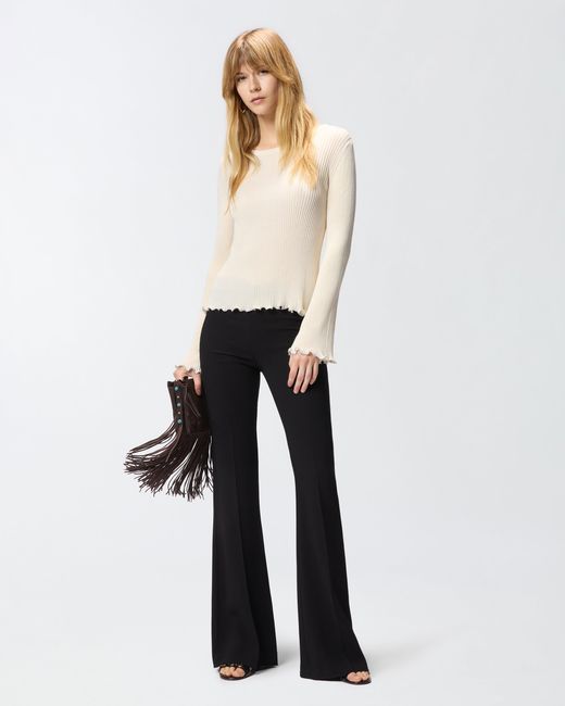 Pinko Natural Ribbed Sweater With Jewel Edges