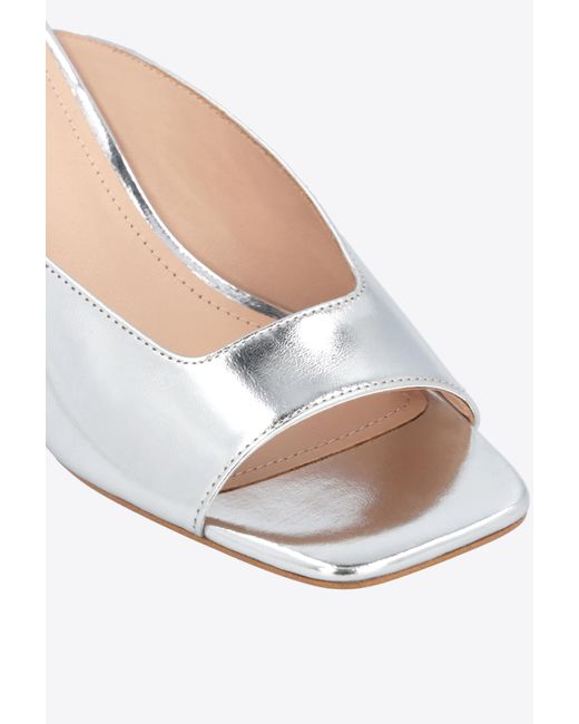 Pinko Laminated Slip ons With Silver Heel in Metallic Lyst UK